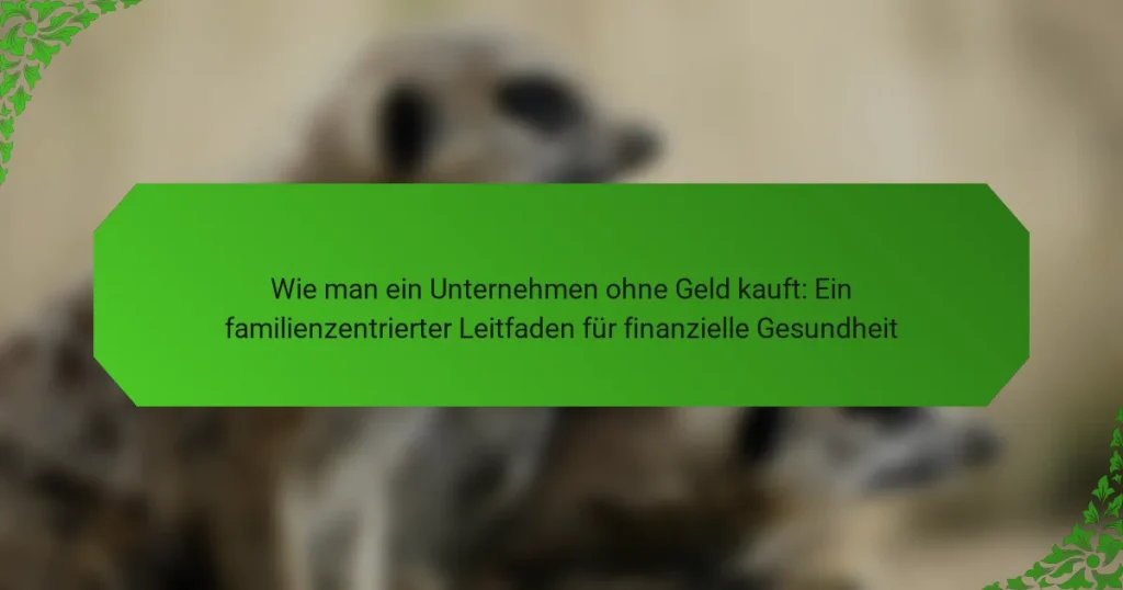 Wie man ein Unternehmen ohne Geld kauft: Ein familienzentrierter Leitfaden für finanzielle Gesundheit