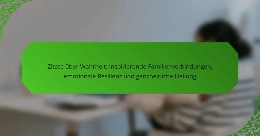 Zitate über Wahrheit: Inspirierende Familienverbindungen, emotionale Resilienz und ganzheitliche Heilung