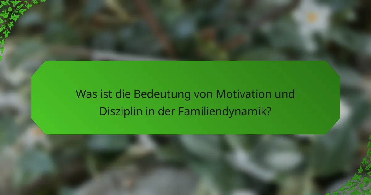 Was ist die Bedeutung von Motivation und Disziplin in der Familiendynamik?