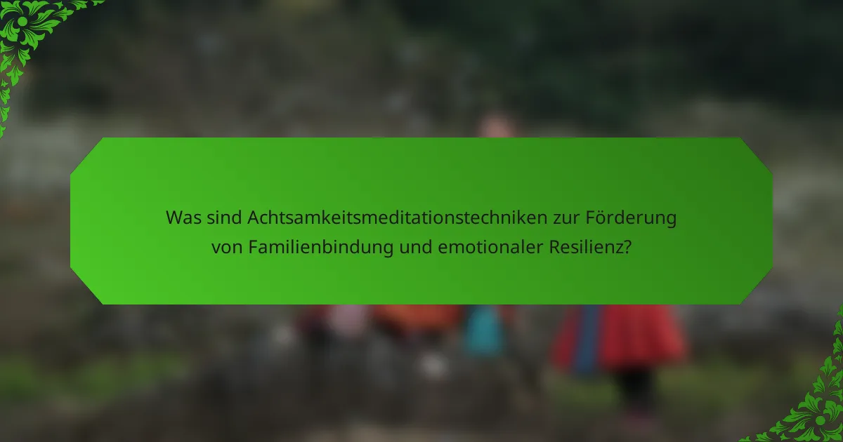 Was sind Achtsamkeitsmeditationstechniken zur Förderung von Familienbindung und emotionaler Resilienz?