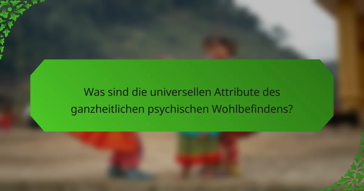 Was sind die universellen Attribute des ganzheitlichen psychischen Wohlbefindens?