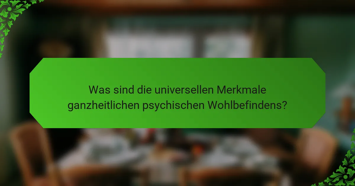 Was sind die universellen Merkmale ganzheitlichen psychischen Wohlbefindens?