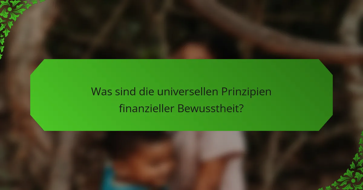 Was sind die universellen Prinzipien finanzieller Bewusstheit?