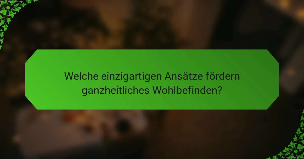 Welche einzigartigen Ansätze fördern ganzheitliches Wohlbefinden?