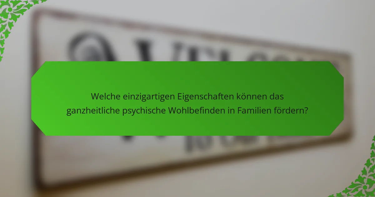 Welche einzigartigen Eigenschaften können das ganzheitliche psychische Wohlbefinden in Familien fördern?