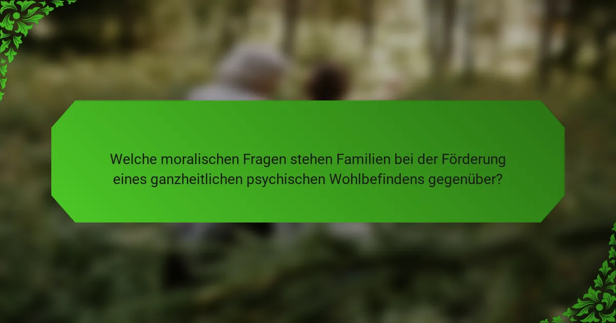 Welche moralischen Fragen stehen Familien bei der Förderung eines ganzheitlichen psychischen Wohlbefindens gegenüber?