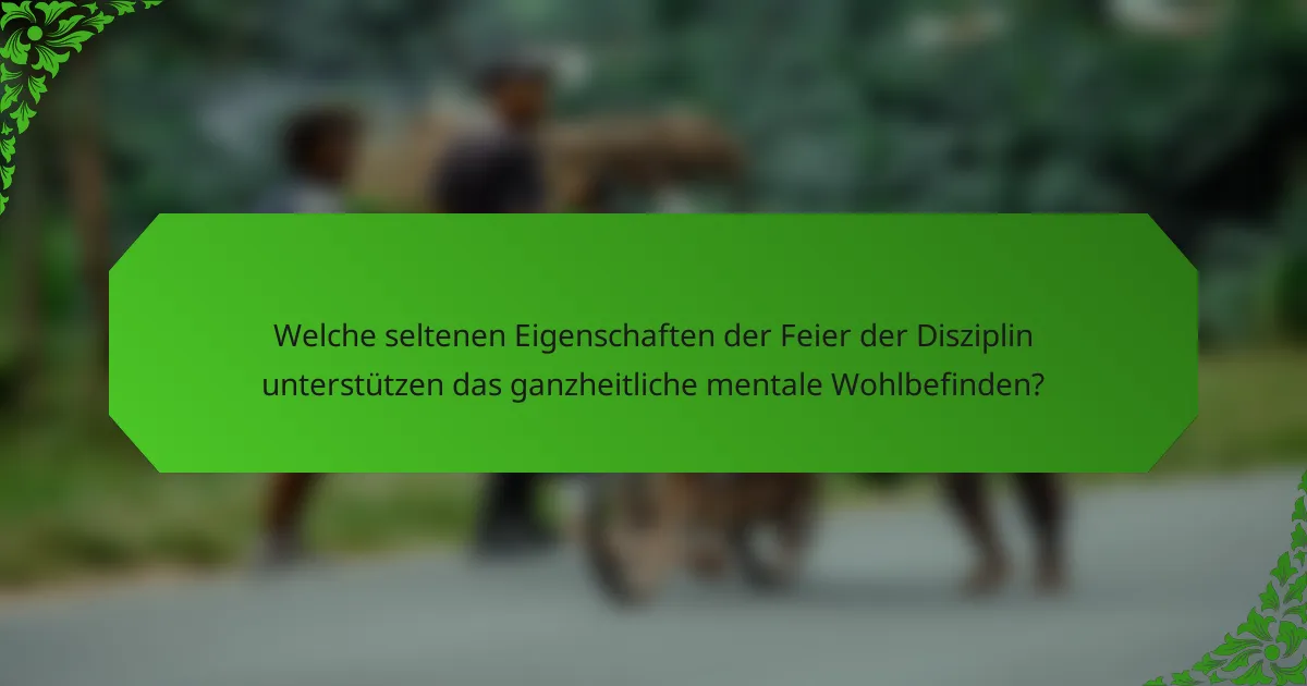 Welche seltenen Eigenschaften der Feier der Disziplin unterstützen das ganzheitliche mentale Wohlbefinden?
