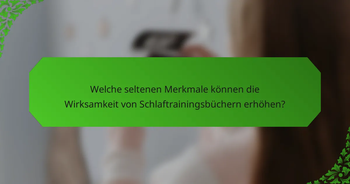 Welche seltenen Merkmale können die Wirksamkeit von Schlaftrainingsbüchern erhöhen?