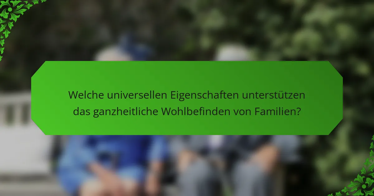 Welche universellen Eigenschaften unterstützen das ganzheitliche Wohlbefinden von Familien?
