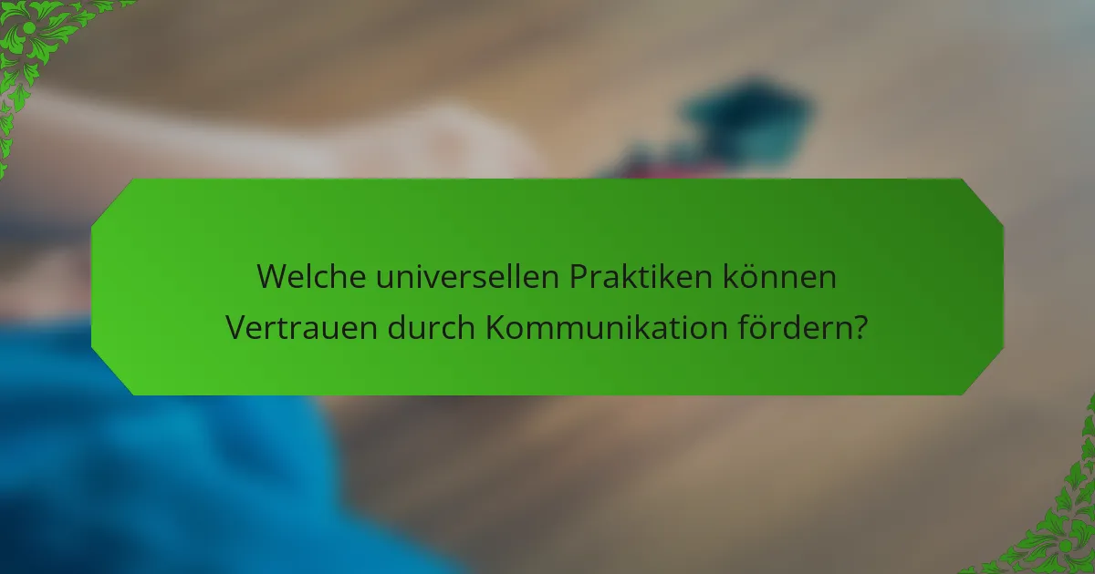 Welche universellen Praktiken können Vertrauen durch Kommunikation fördern?