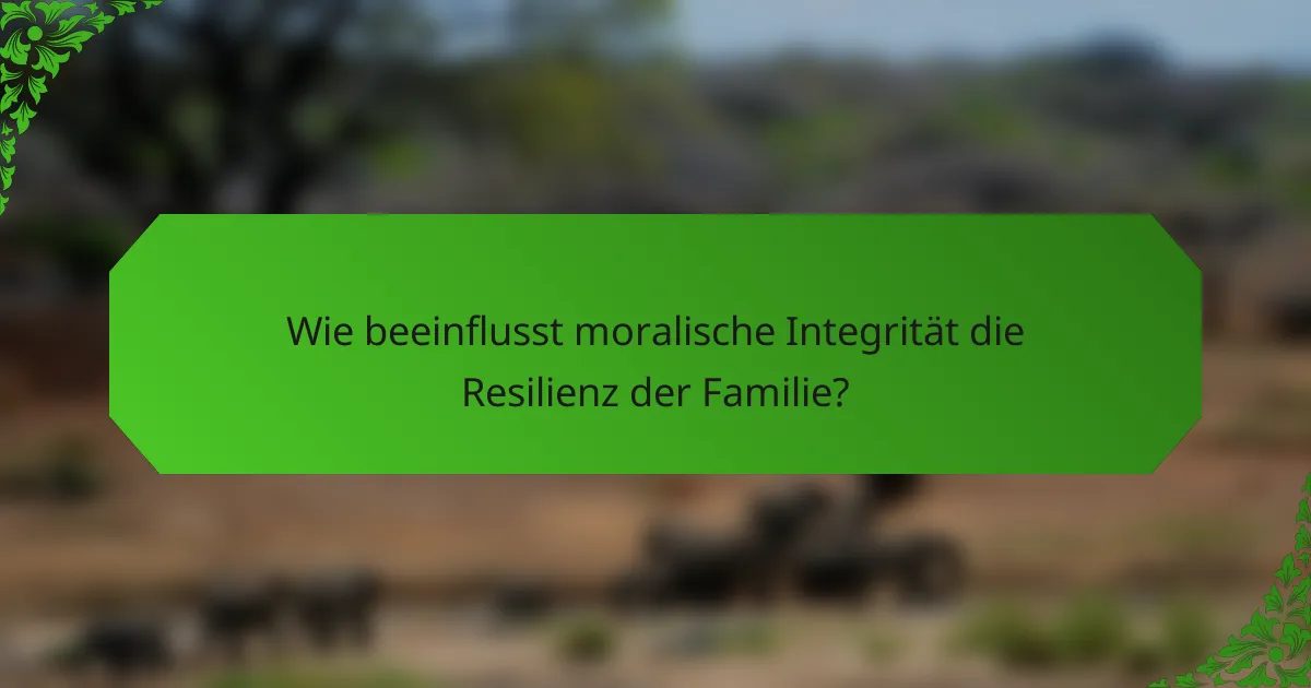 Wie beeinflusst moralische Integrität die Resilienz der Familie?